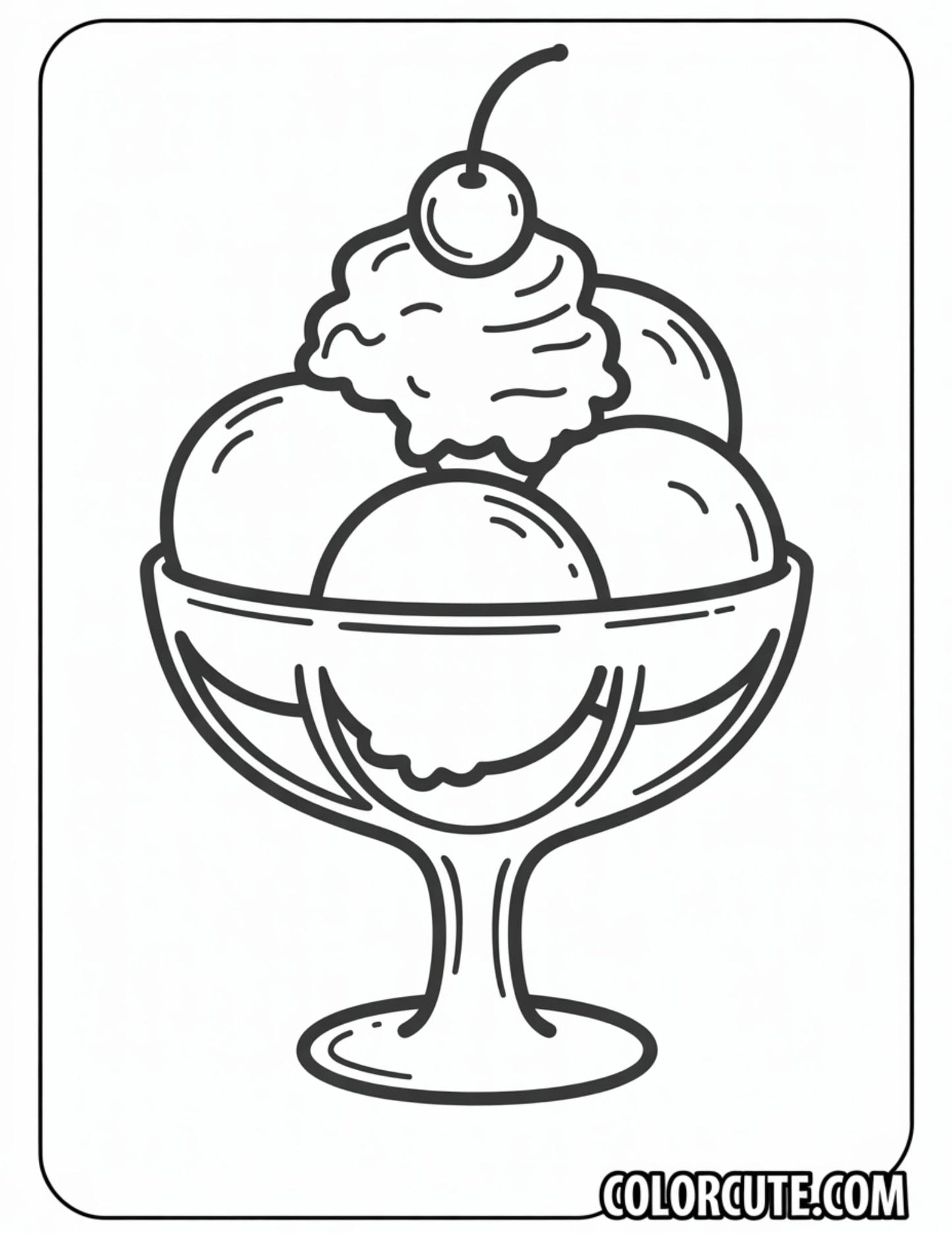 Ice Cream Sundae Coloring Page | Free PDF Printables