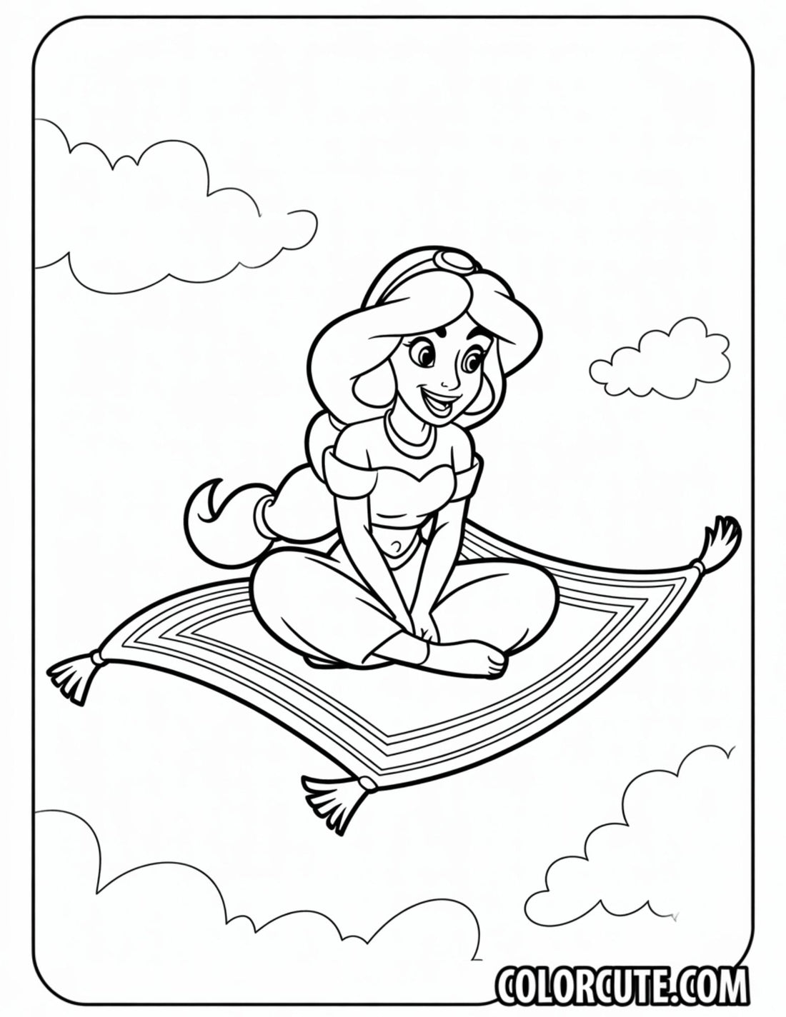 Magic Carpet Jasmine Coloring Page | Free PDF Printables – Color Cute ...