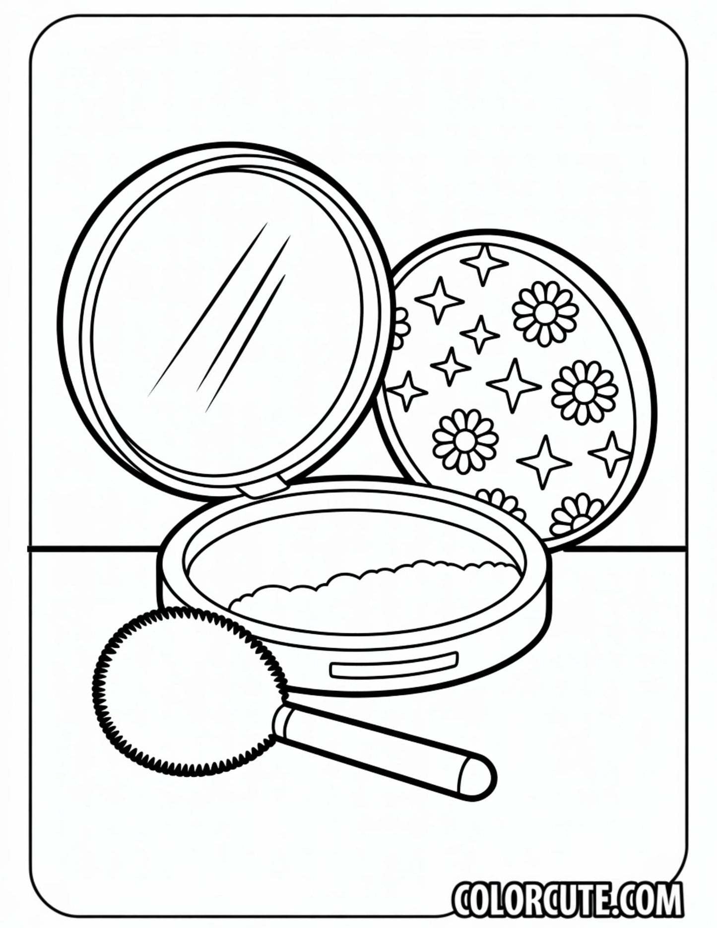 Makeup Compact Coloring Page | Free PDF Printables