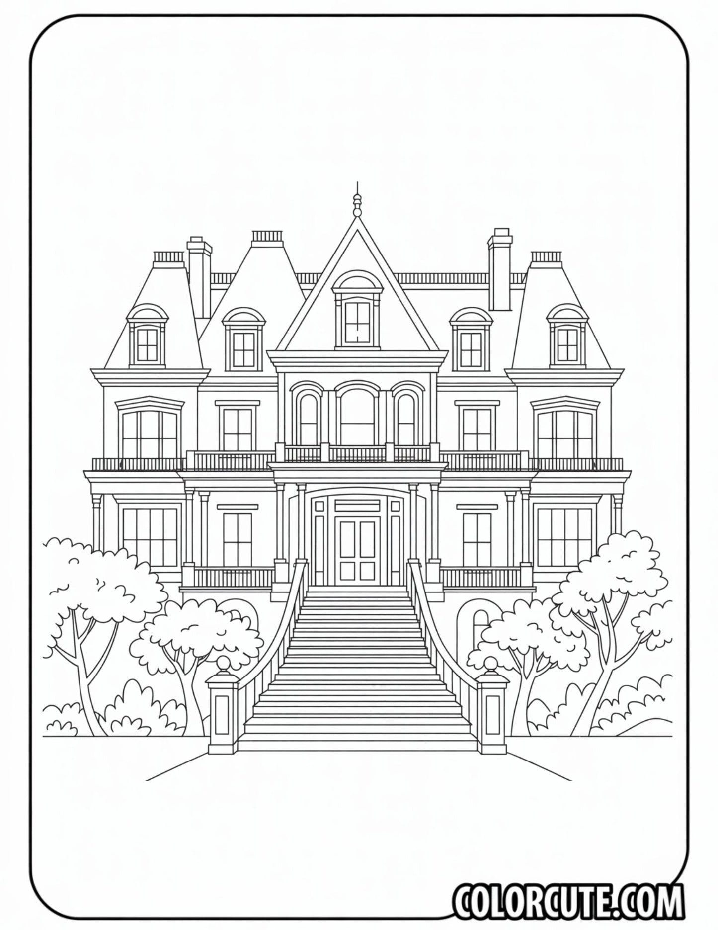 Mansion House Coloring Pages | Free PDF Printables