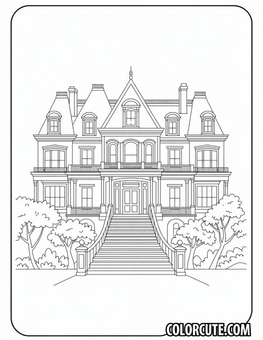 Mansion House Coloring Pages | Free PDF Printables