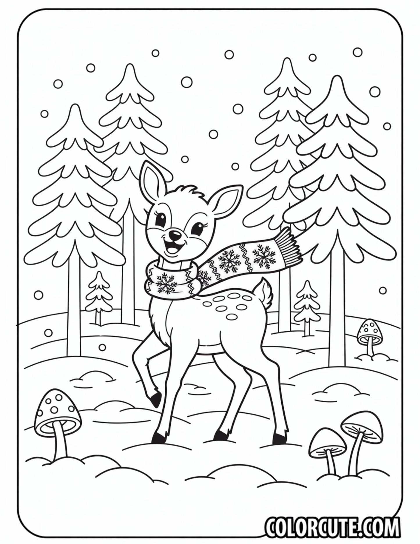 Winter Reindeer Coloring Pages | Free PDF Printables