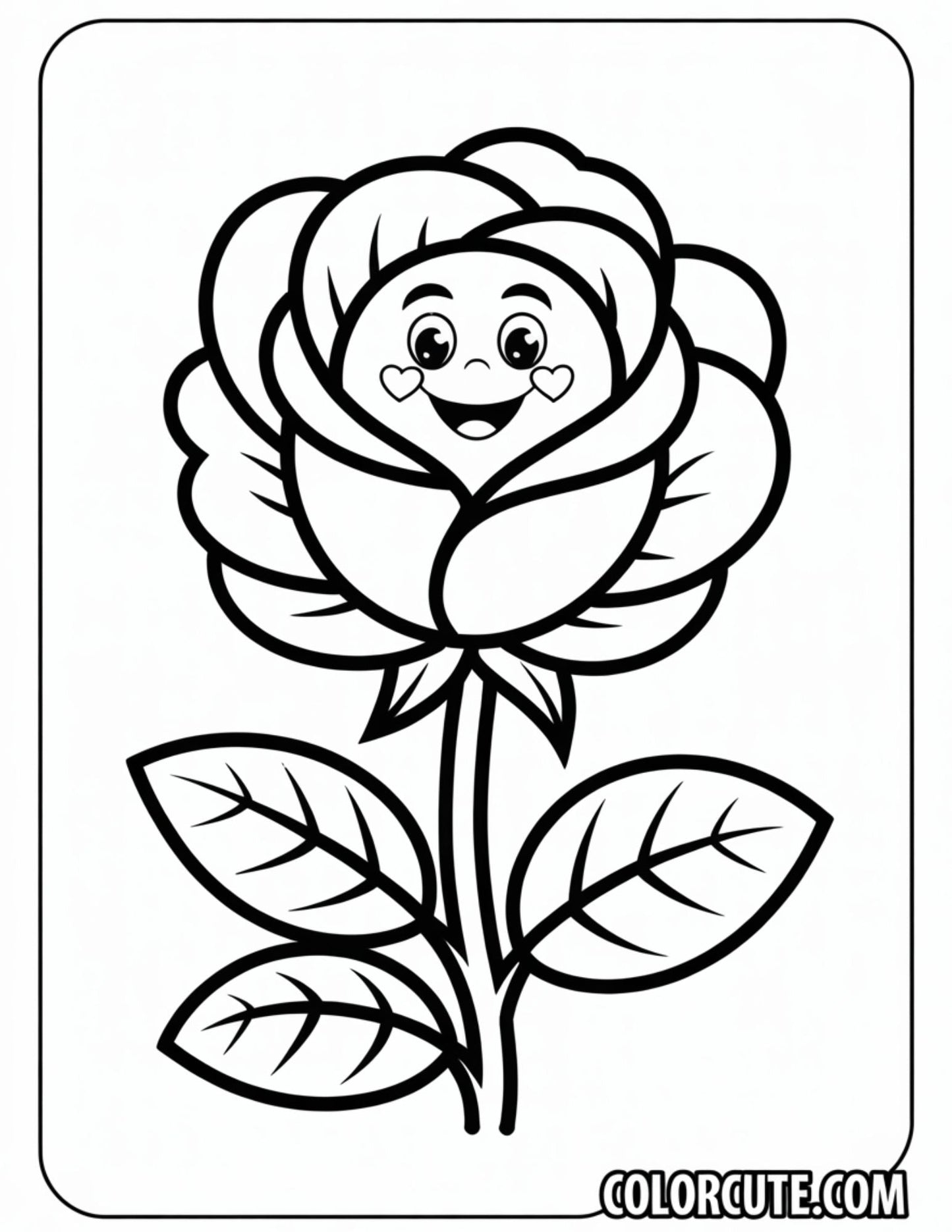Cute Valentine Rose Coloring Pages | Free PDF Printables