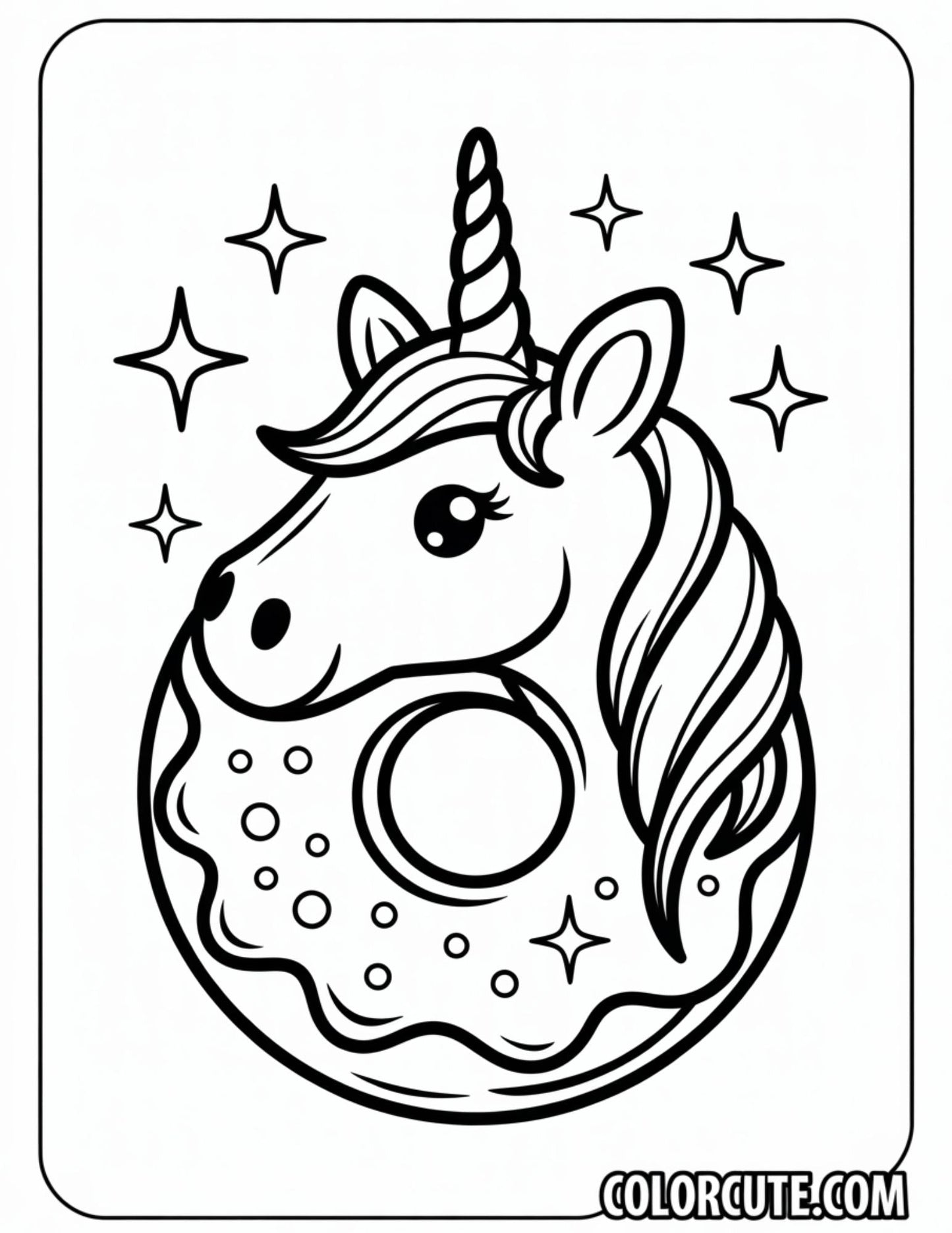 Unicorn Donut Coloring Pages Free Printable