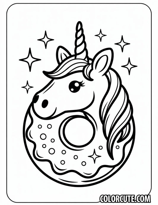 Unicorn Donut Coloring Pages Free Printable