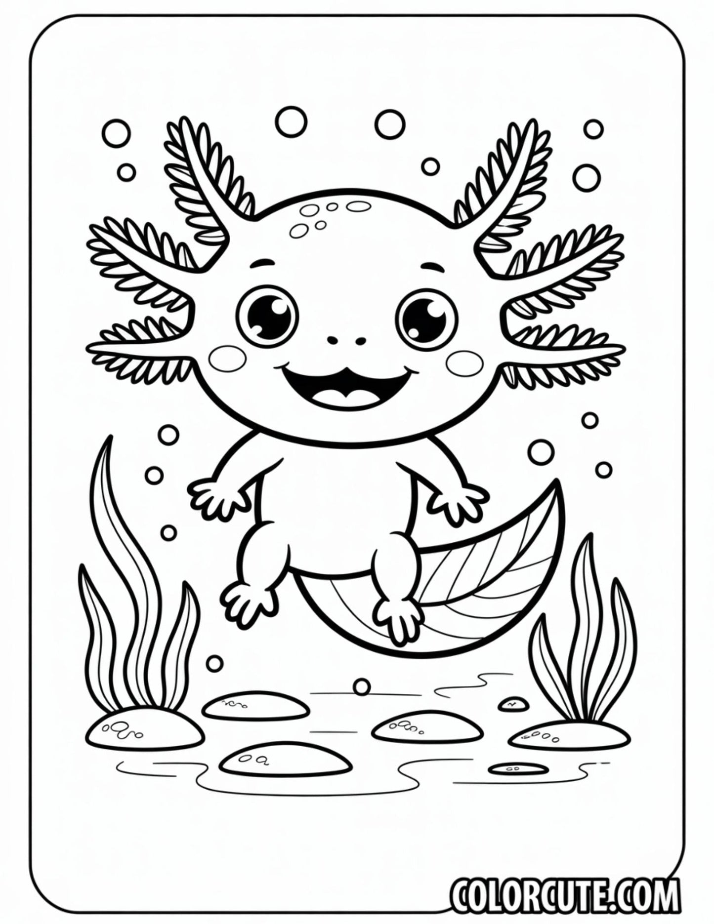 Wonderful Axolotl Kawaii Coloring Pages | Free PDF Printables