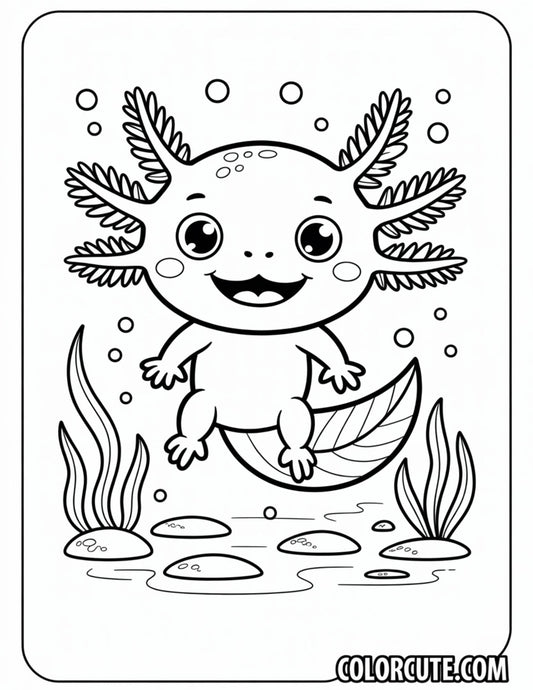 Wonderful Axolotl Kawaii Coloring Pages | Free PDF Printables