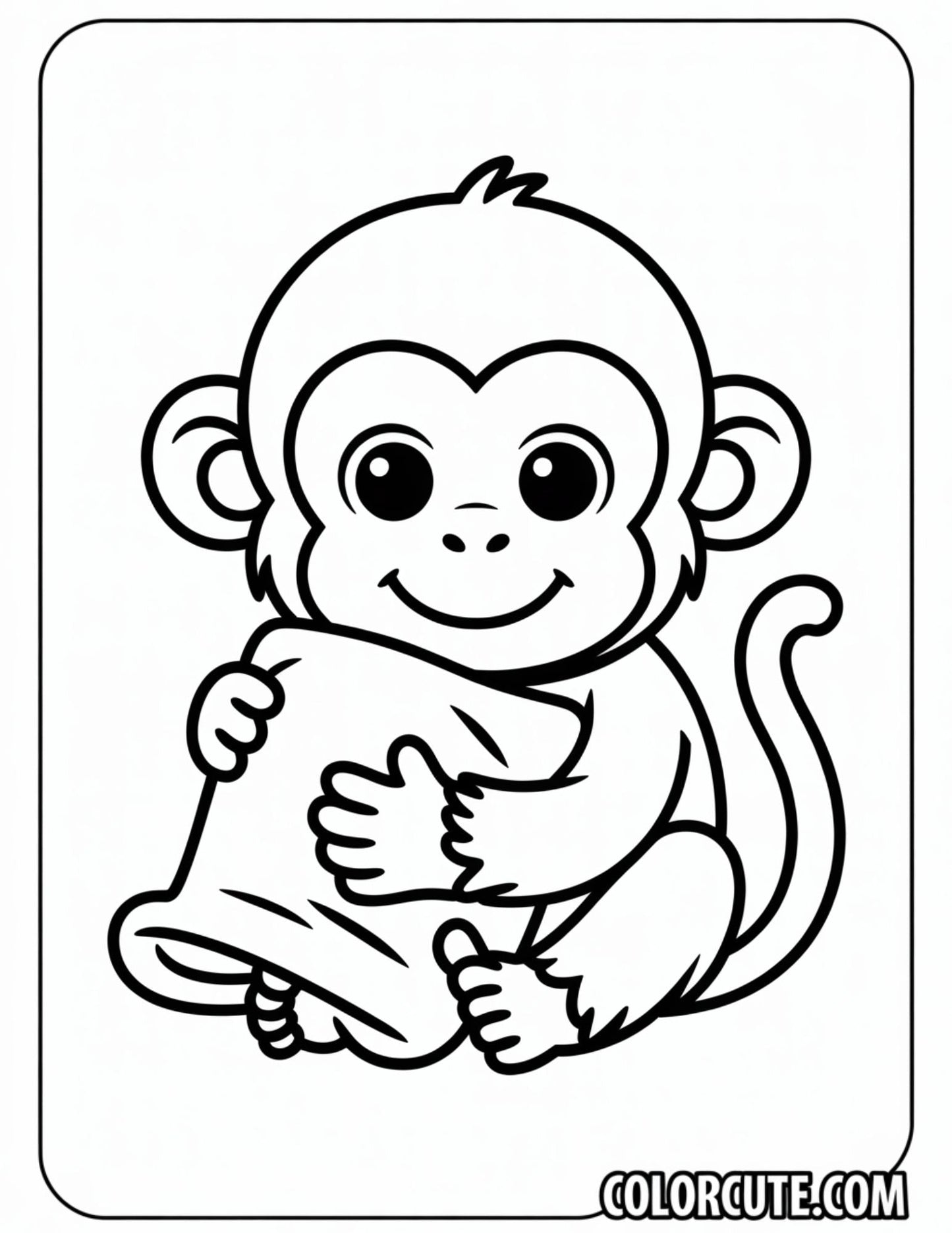 Baby Monkey Coloring Page Free PDF Printables