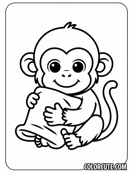 Baby Monkey Coloring Page Free PDF Printables