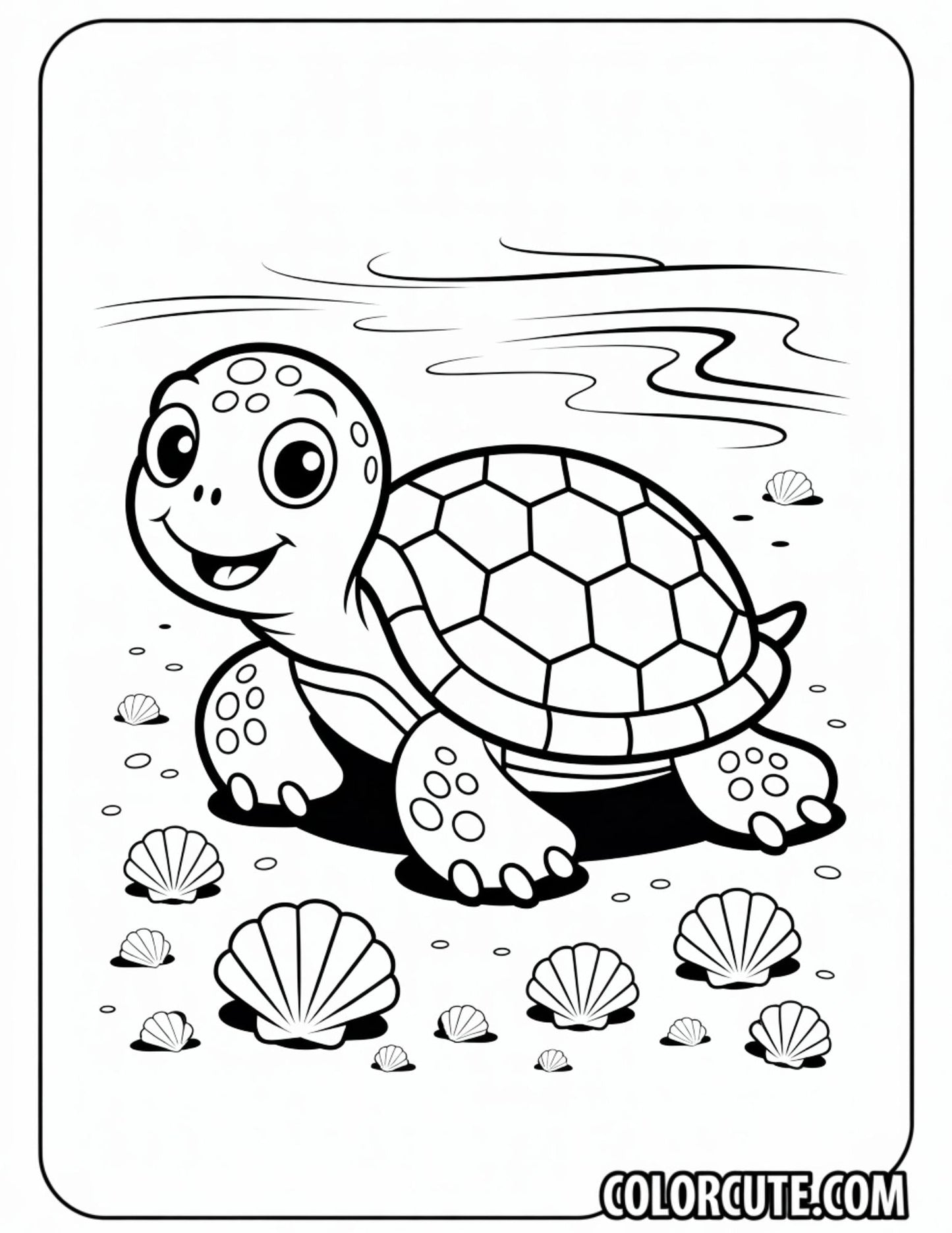 Beach Turtle Coloring Pages | Free PDF Printables