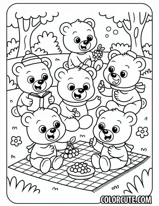Bear Cozy Friends Coloring Pages | Free PDF Printables