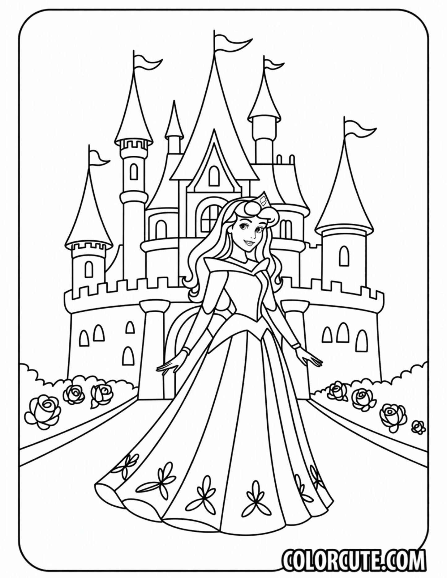 Castle Aurora Princess Coloring Page | Free PDF Printables