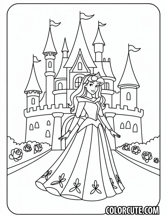 Castle Aurora Princess Coloring Page | Free PDF Printables