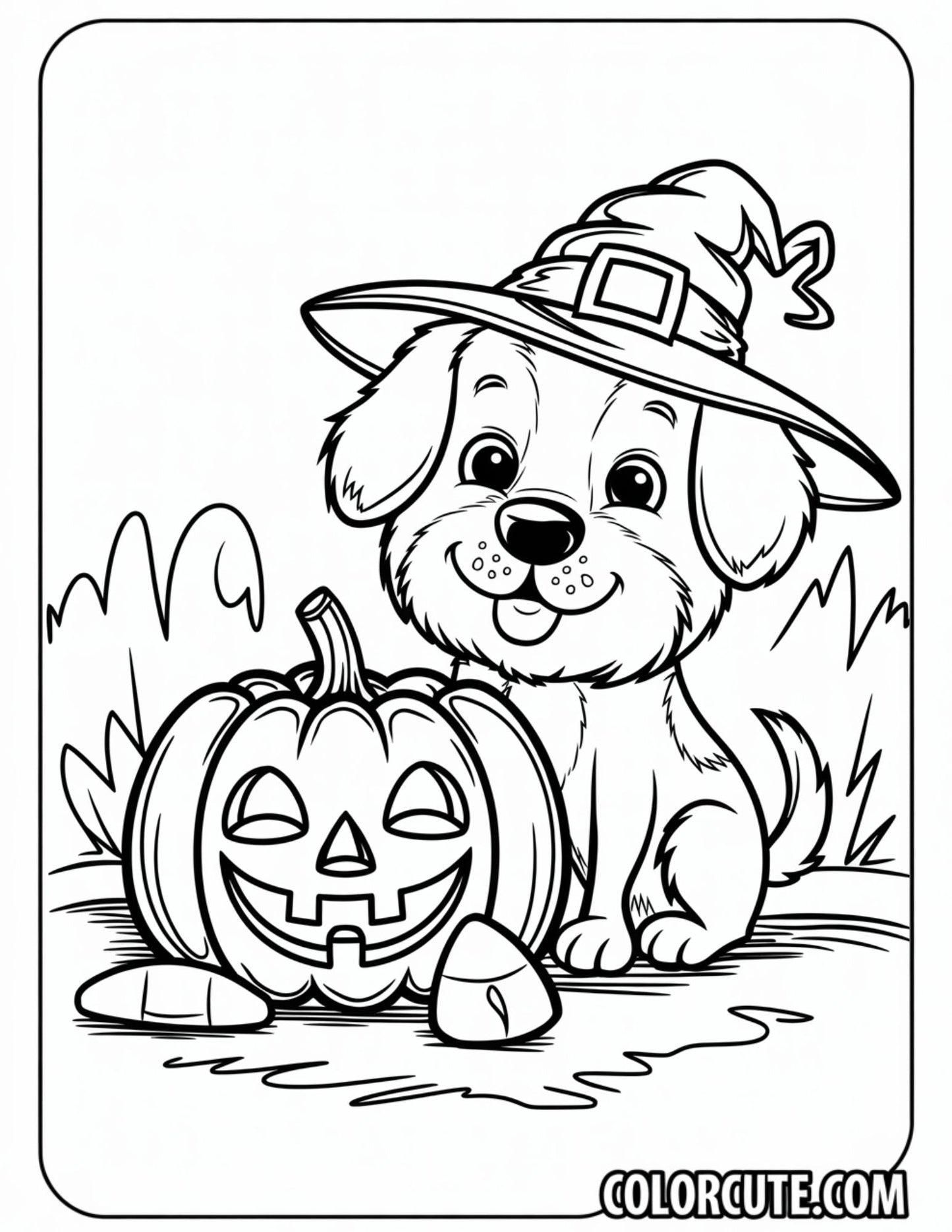 Halloween cute Dog Coloring Page | Free PDF Printables
