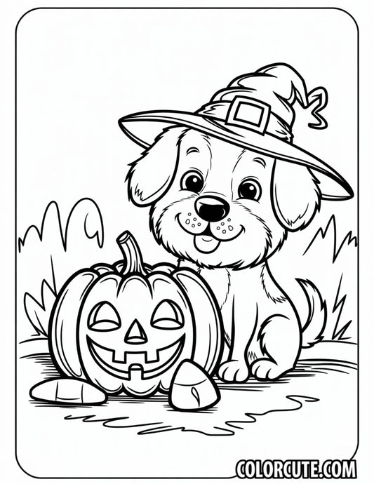 Halloween cute Dog Coloring Page | Free PDF Printables