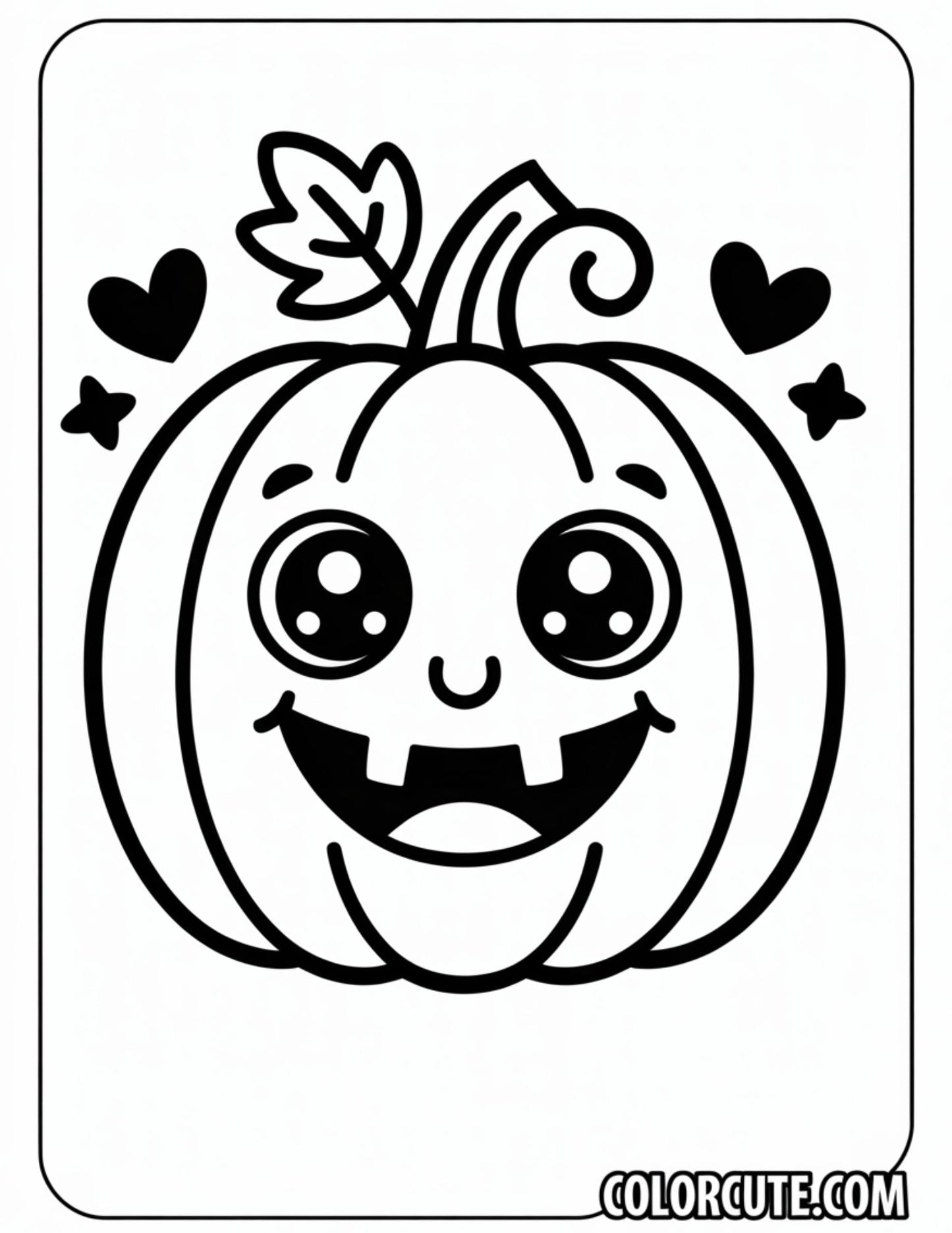 Kawaii Pumpkin Coloring Page | Free PDF Printables