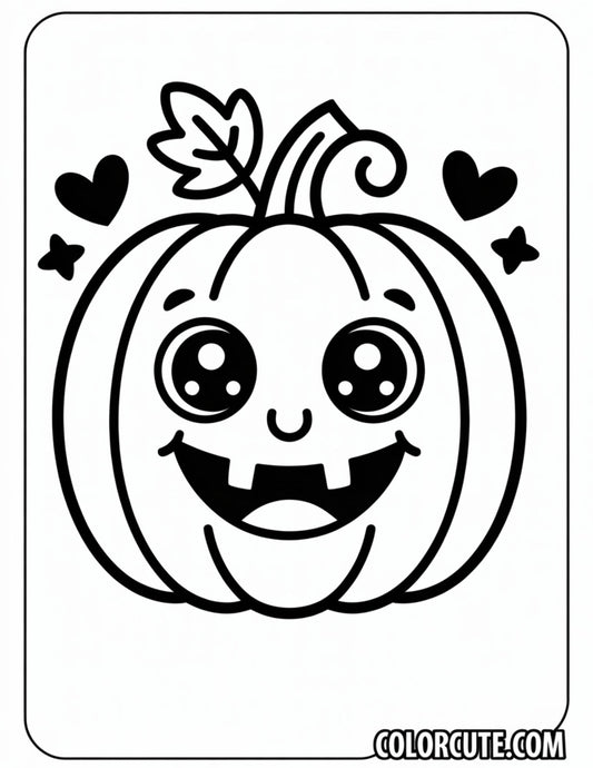 Kawaii Pumpkin Coloring Page | Free PDF Printables