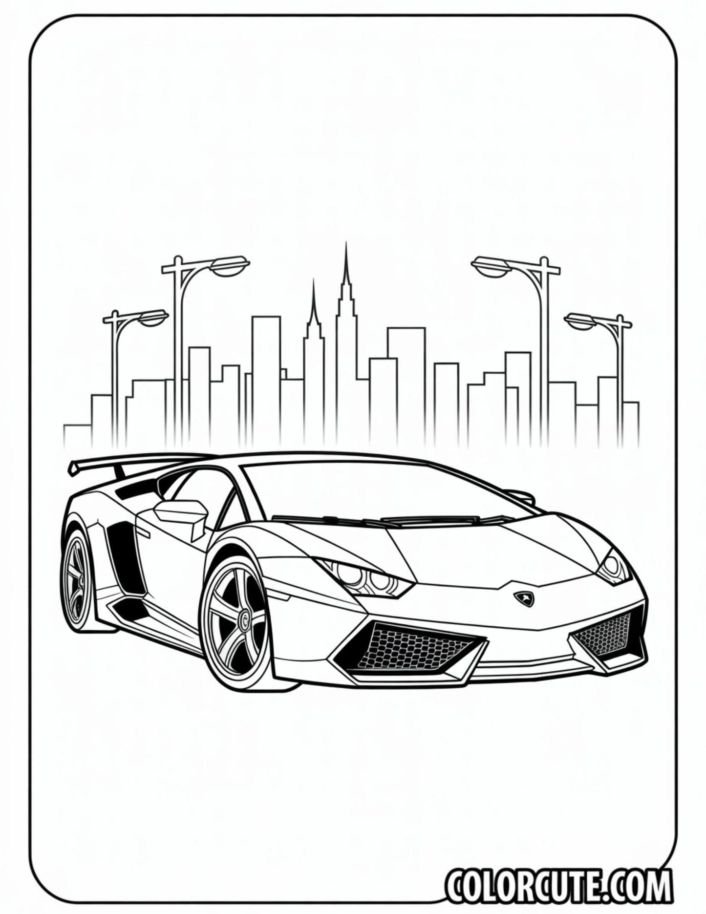 Street Lamborghini Coloring Pages - Free PDF Printables