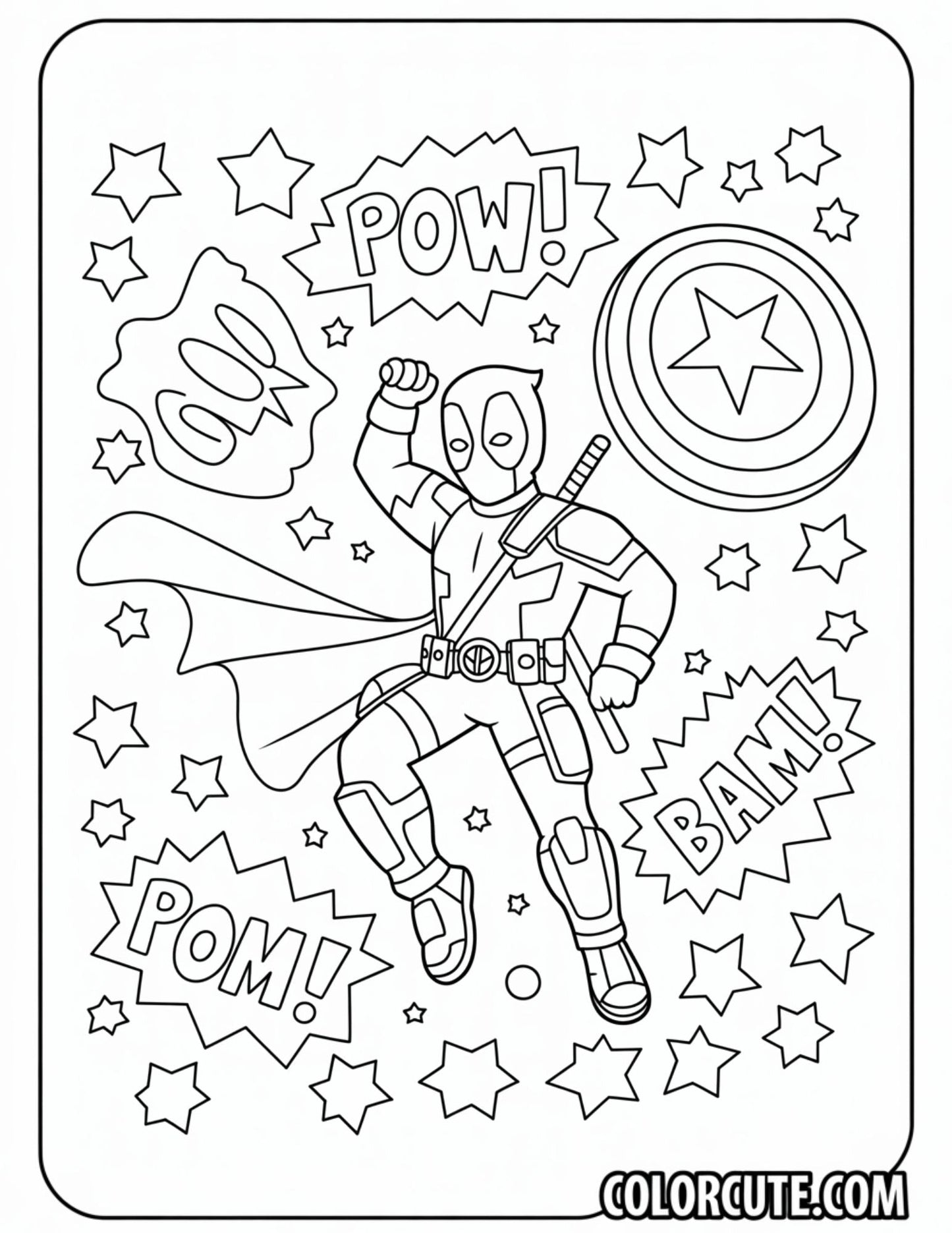 Superhero Deadpool Coloring Pages | Free PDF Printables
