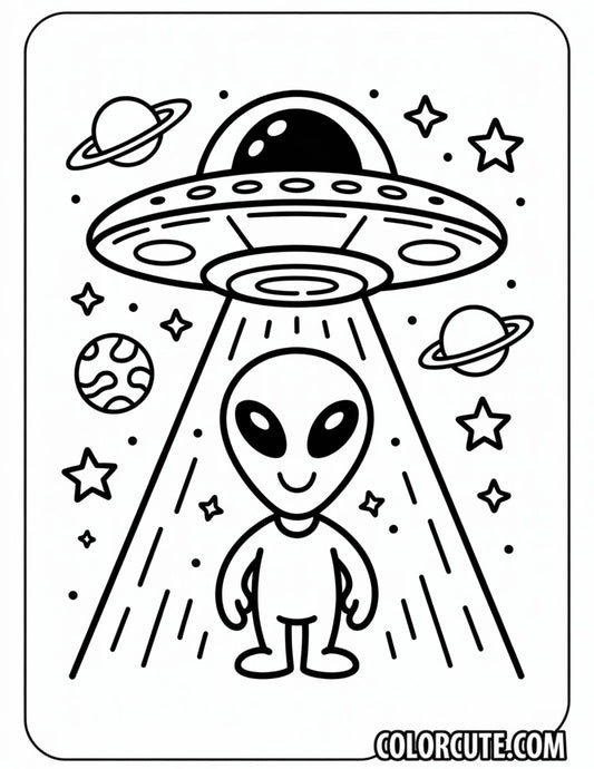 UFO Alien Coloring Pages Free PDF Printables