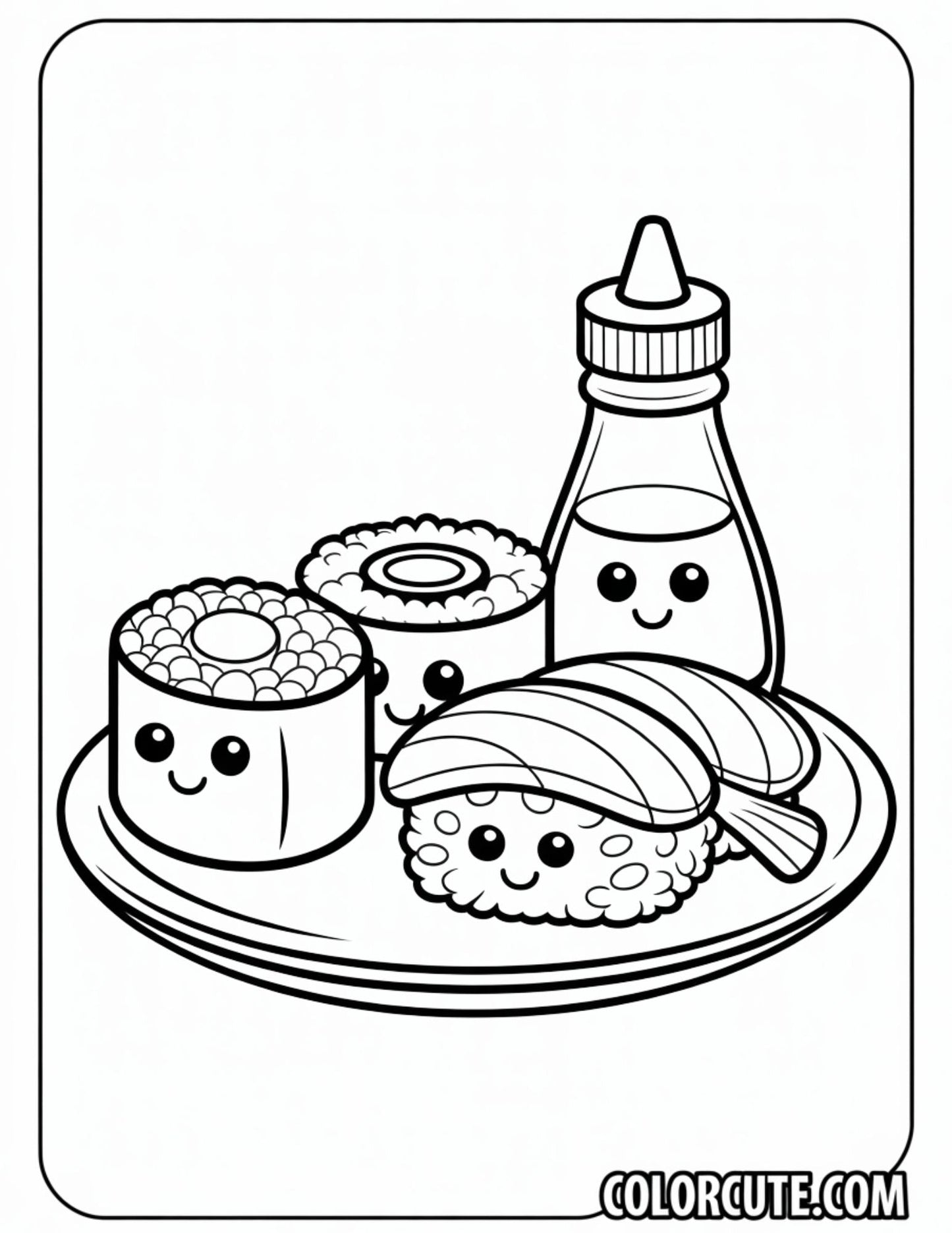 Wonderful Sushi Kawaii Coloring Pages | Free PDF Printables