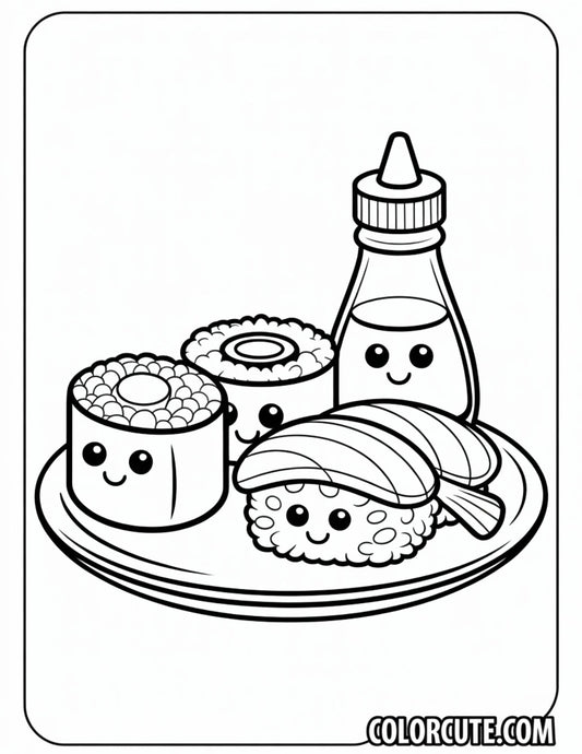 Wonderful Sushi Kawaii Coloring Pages | Free PDF Printables