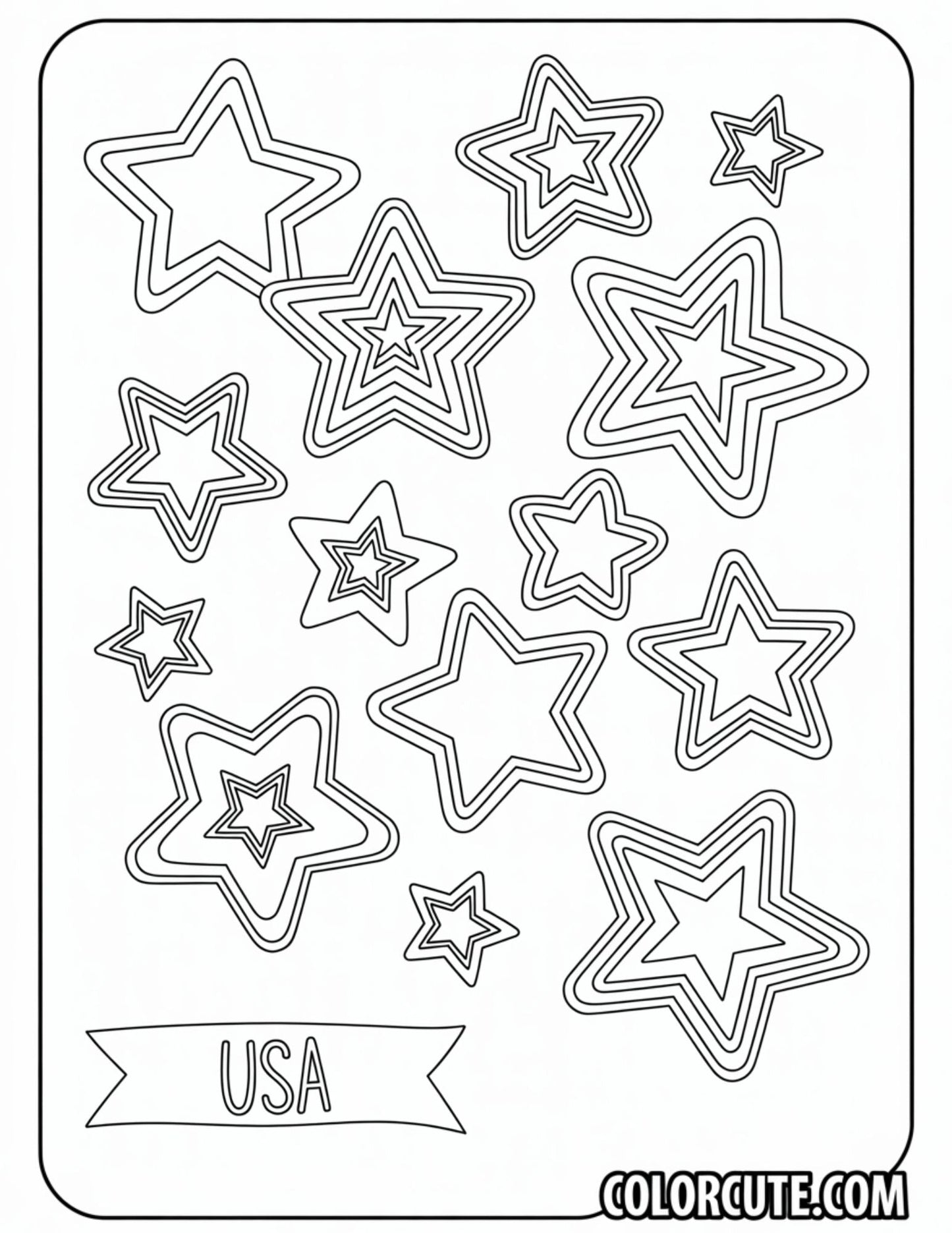 4th of July Stars Coloring Pages | Free PDF Printables