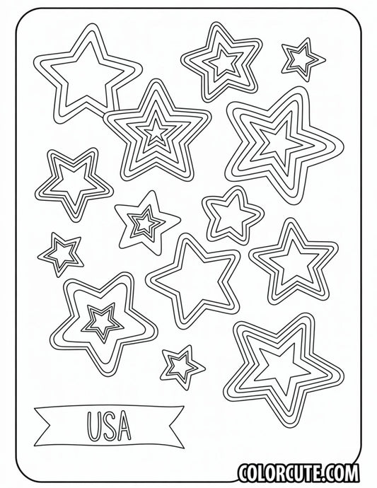 4th of July Stars Coloring Pages | Free PDF Printables