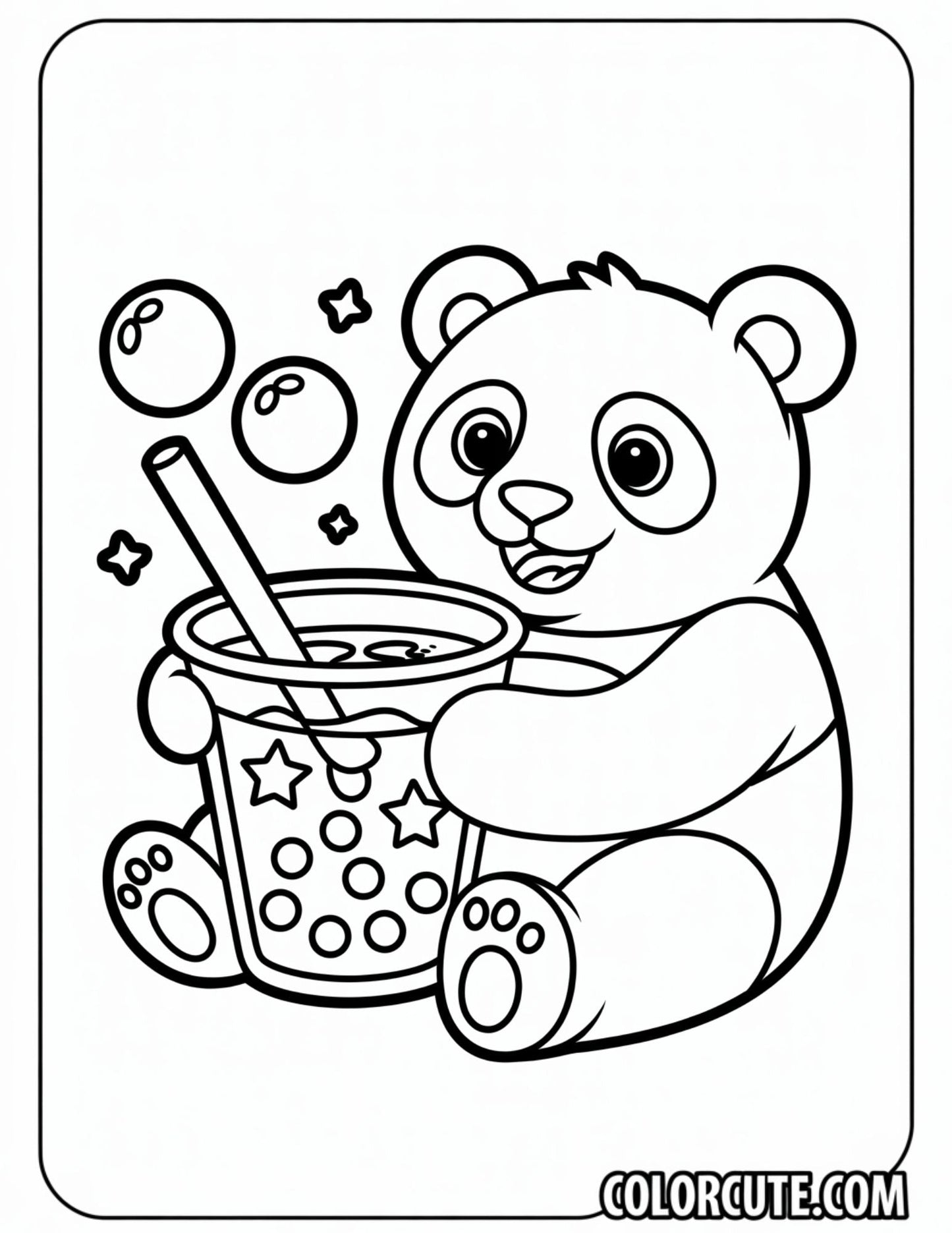 Boba Tea Panda Coloring Pages | Free PDF Printables