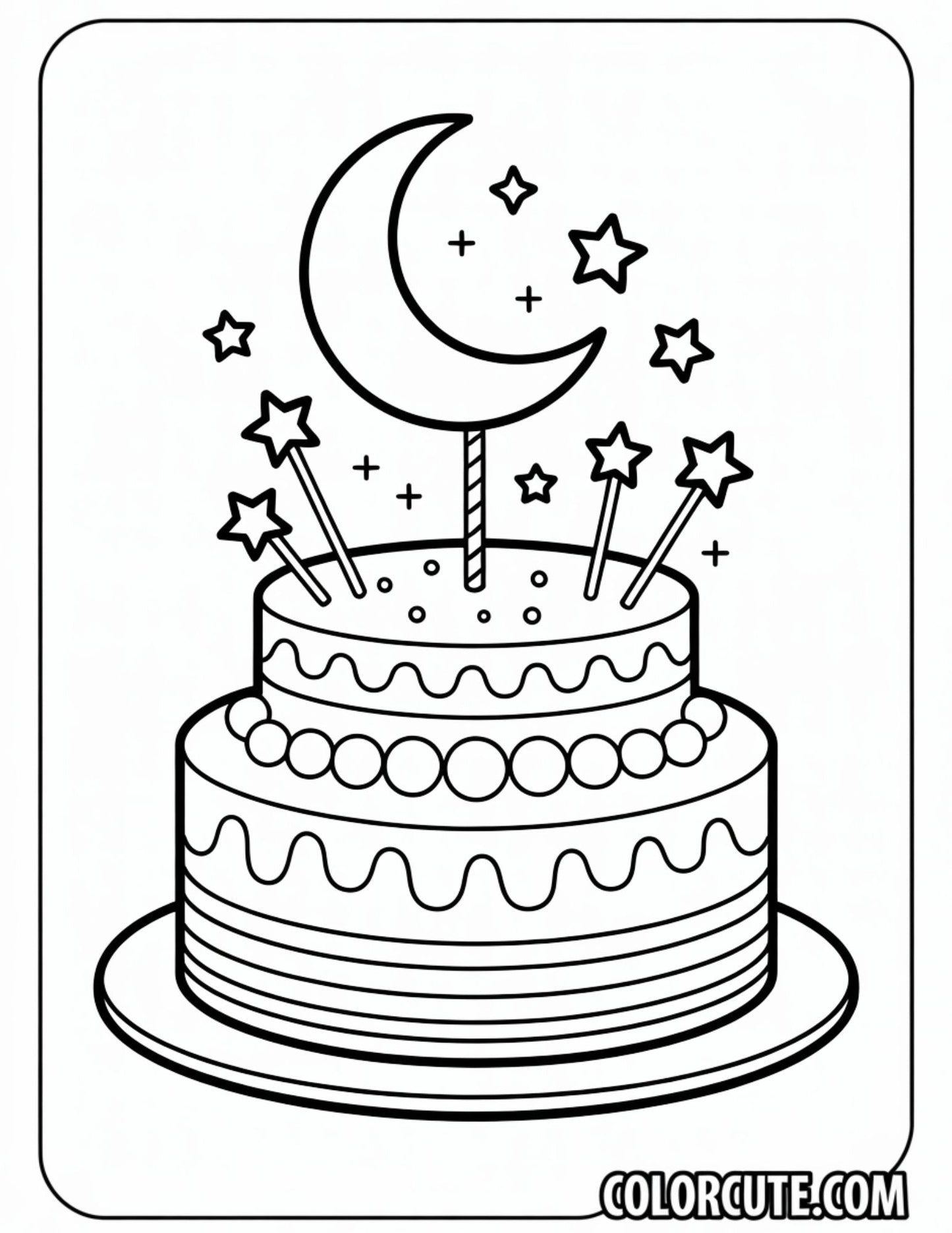 Cake Moon Coloring Pages | Free PDF Printables