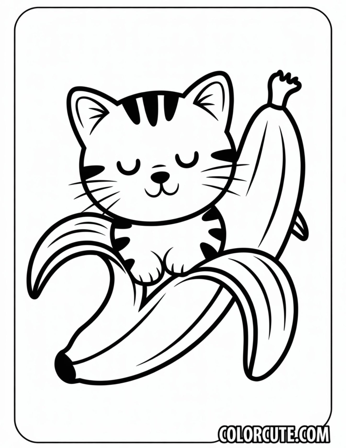 Cat Banana Coloring Pages | Free PDF Printables