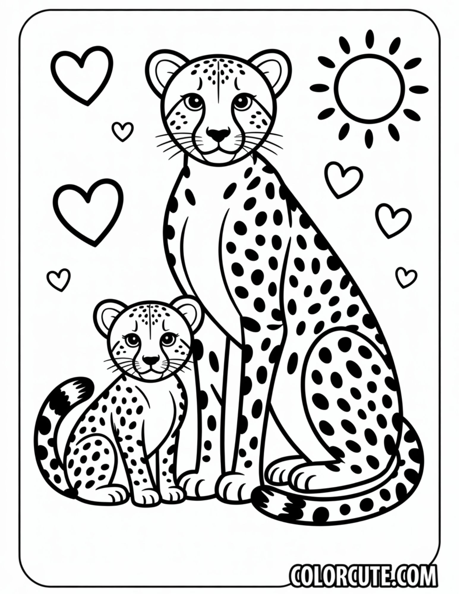 Cheetah Family Coloring Pages | Free PDF Printables – Color Cute - Free ...