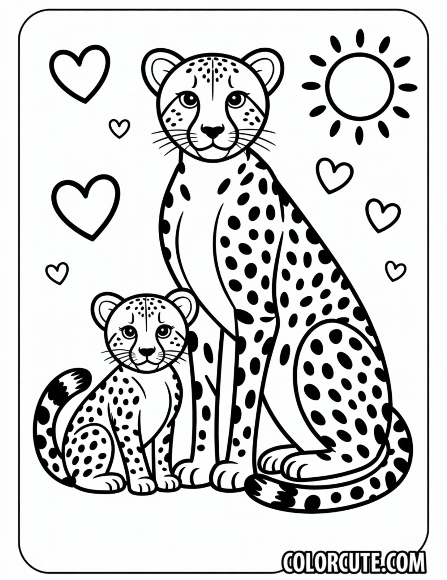Cheetah Family Coloring Pages | Free PDF Printables