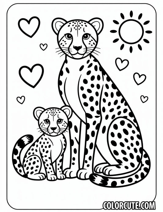 Cheetah Family Coloring Pages | Free PDF Printables