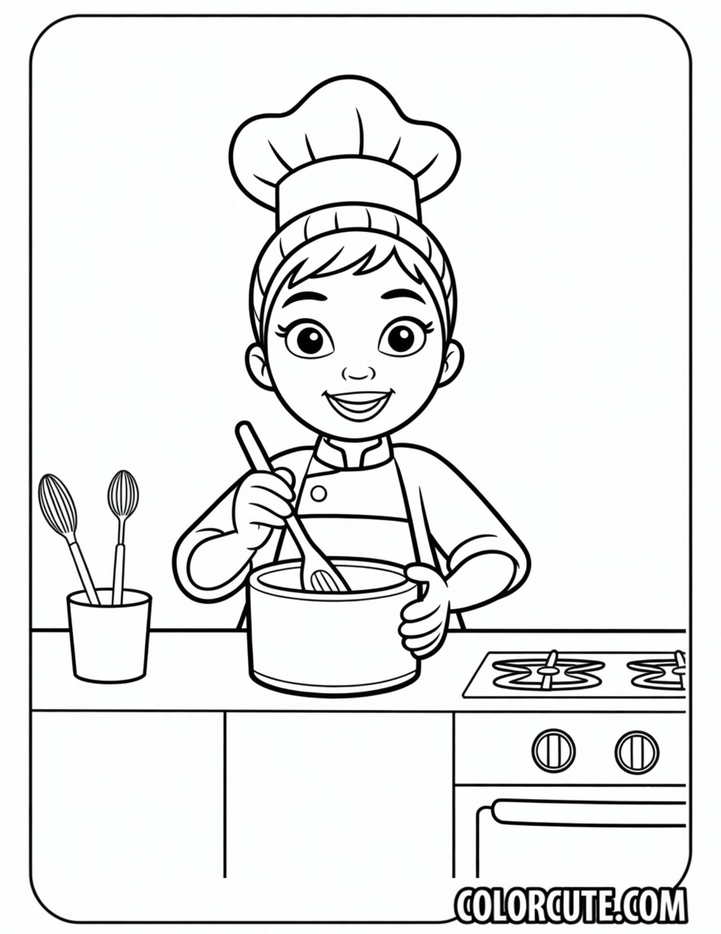 Cooking Tiana Coloring Pages | Free PDF Printables