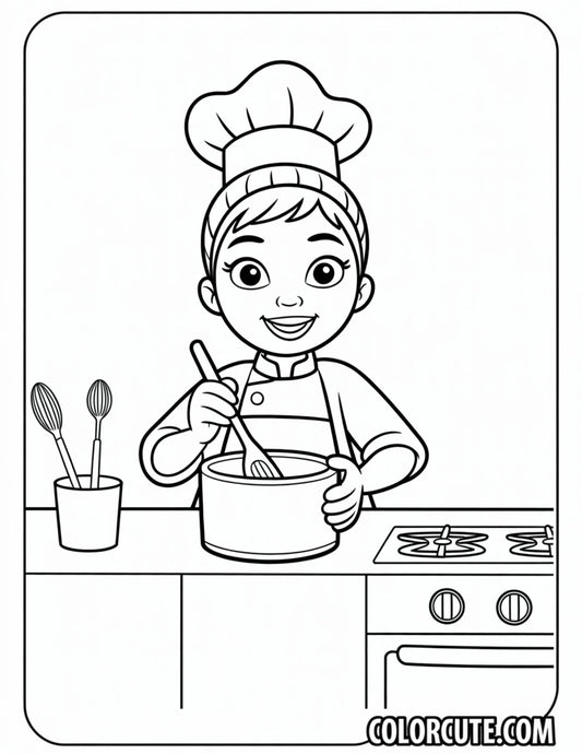 Cooking Tiana Coloring Pages | Free PDF Printables