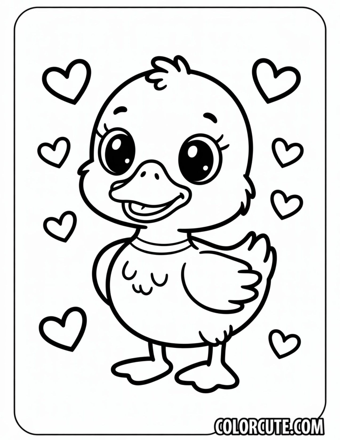 Cute Duck Coloring Page | Free PDF Printables
