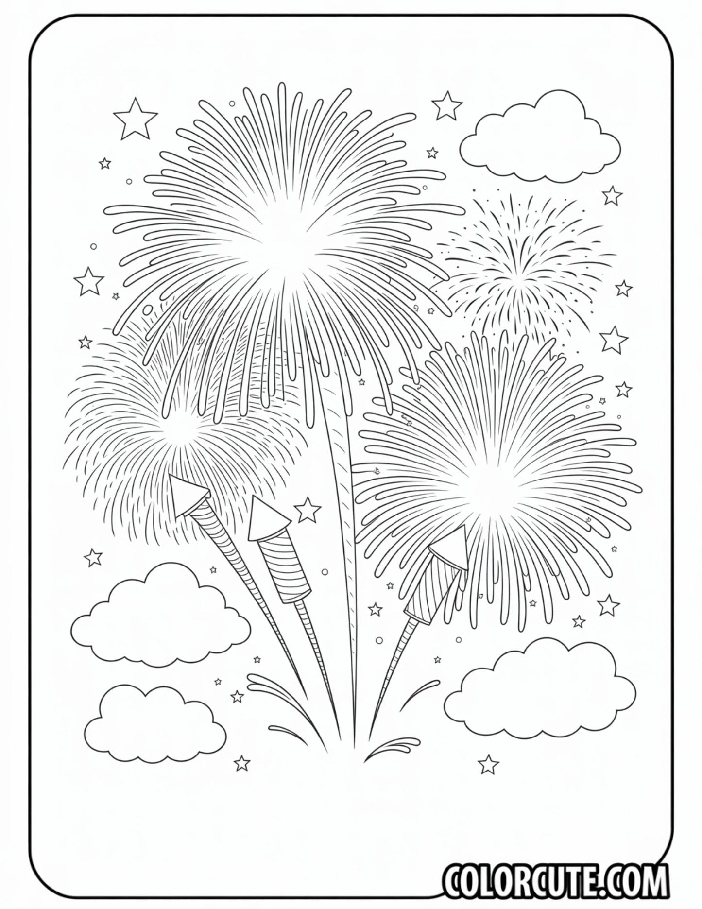 Fireworks Summer Coloring Pages | Free PDF Printables
