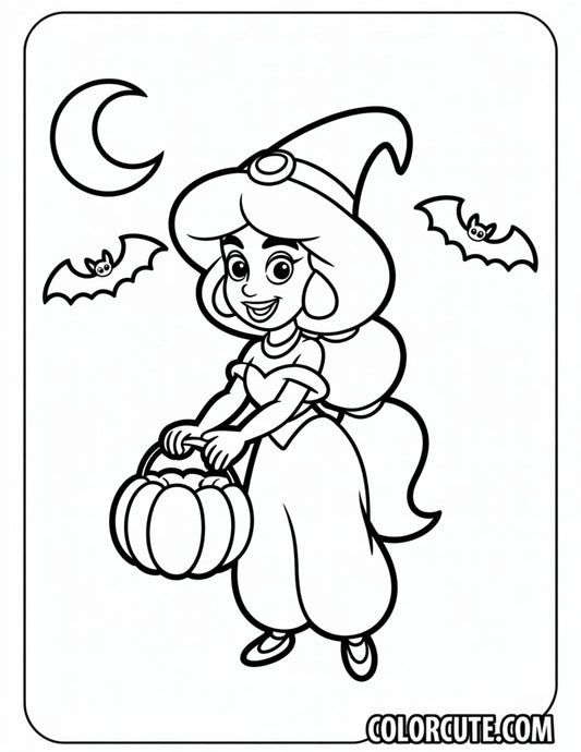 Halloween Jasmine Coloring Page | Free PDF Printables