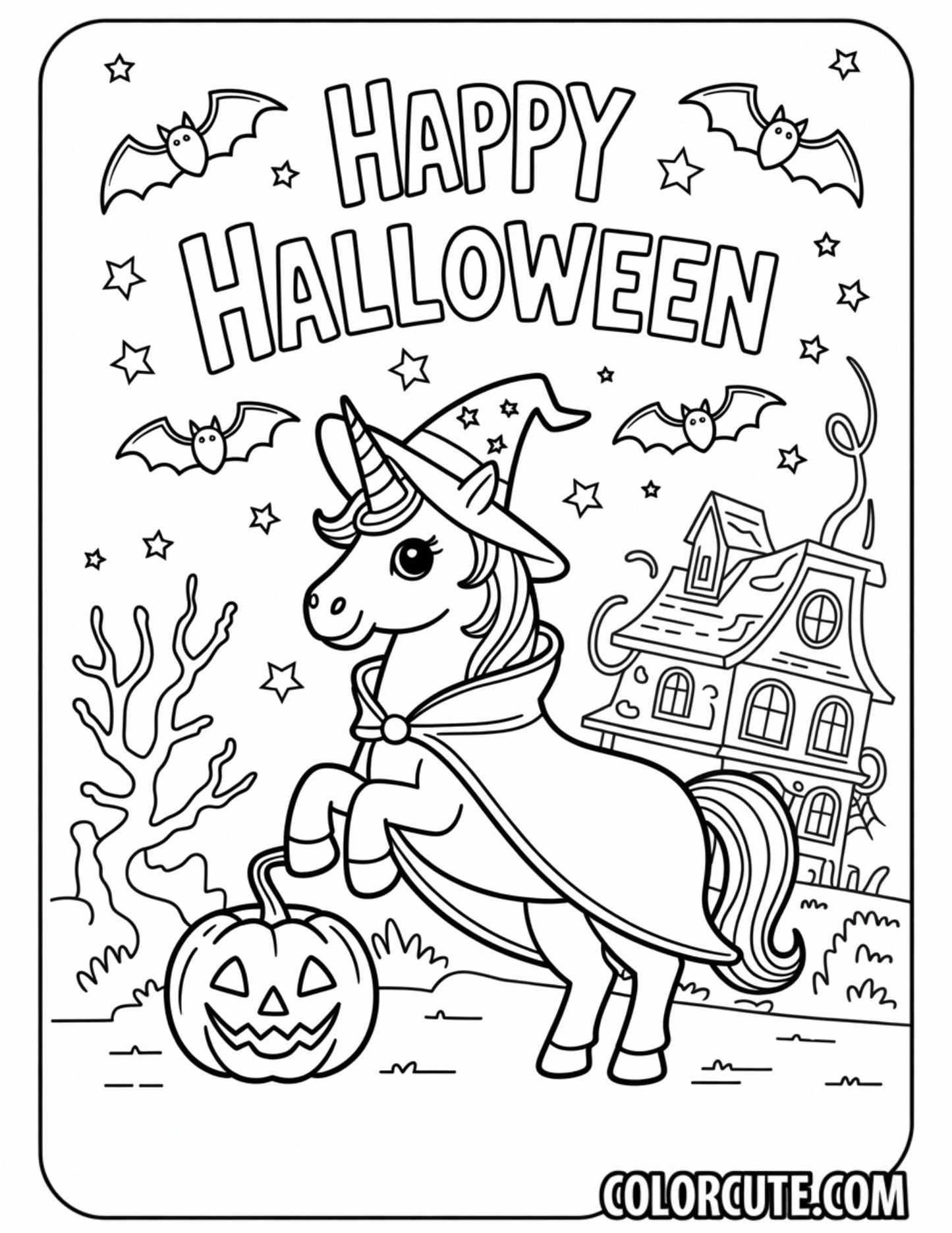 Halloween Unicorn Coloring Pages | Free PDF Printables