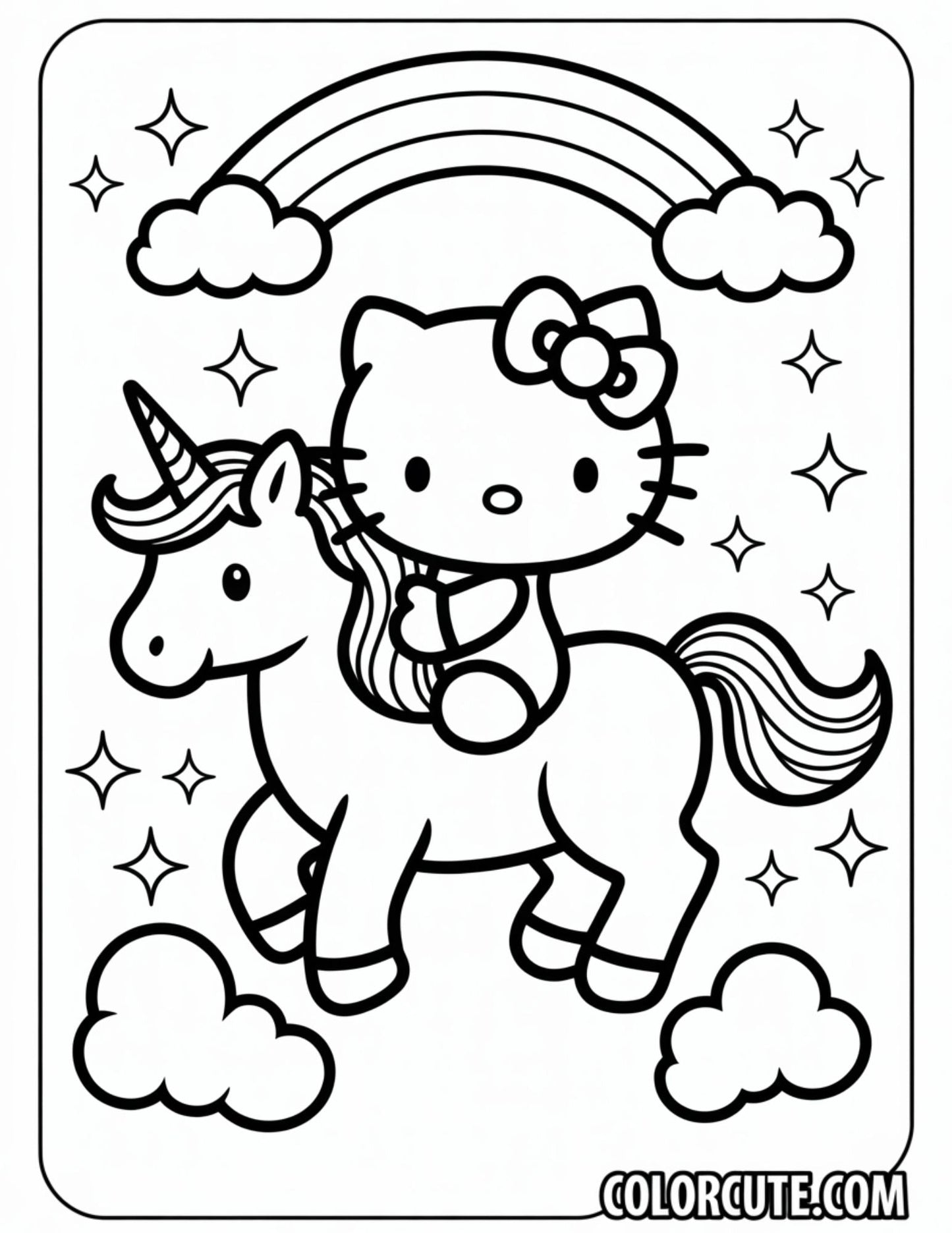 Hello Kitty Unicorn Coloring Page | Free PDF Printables
