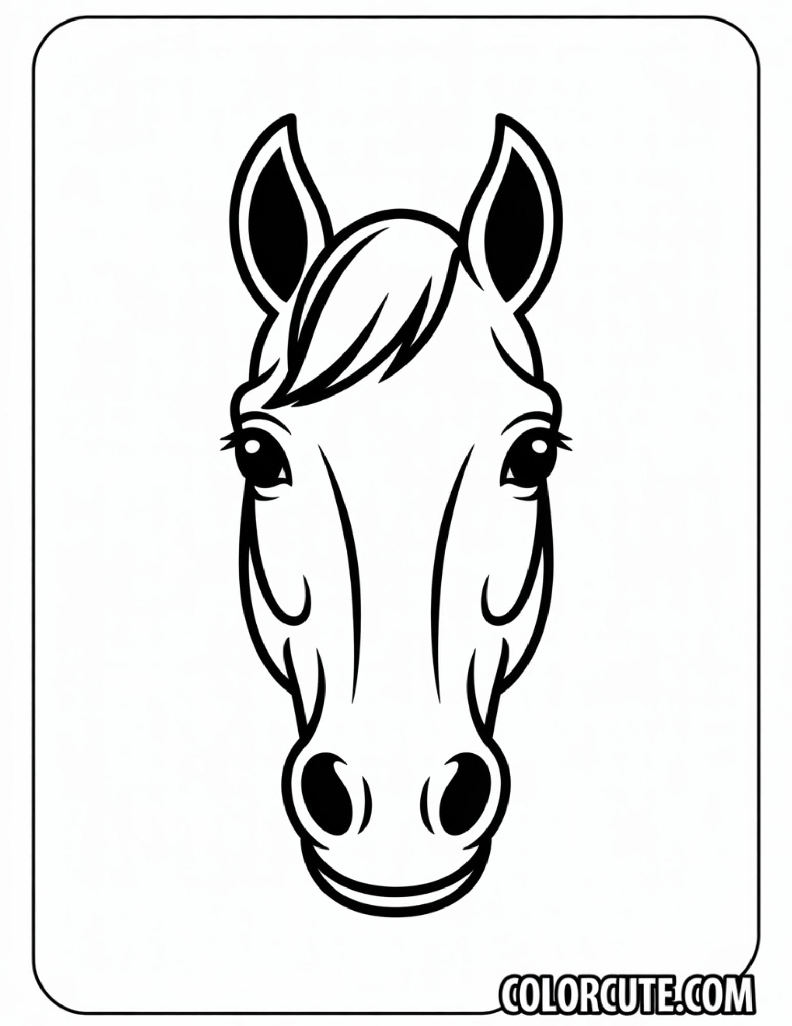 Horse Face Coloring Pages | Free PDF Printables – Color Cute - Free ...