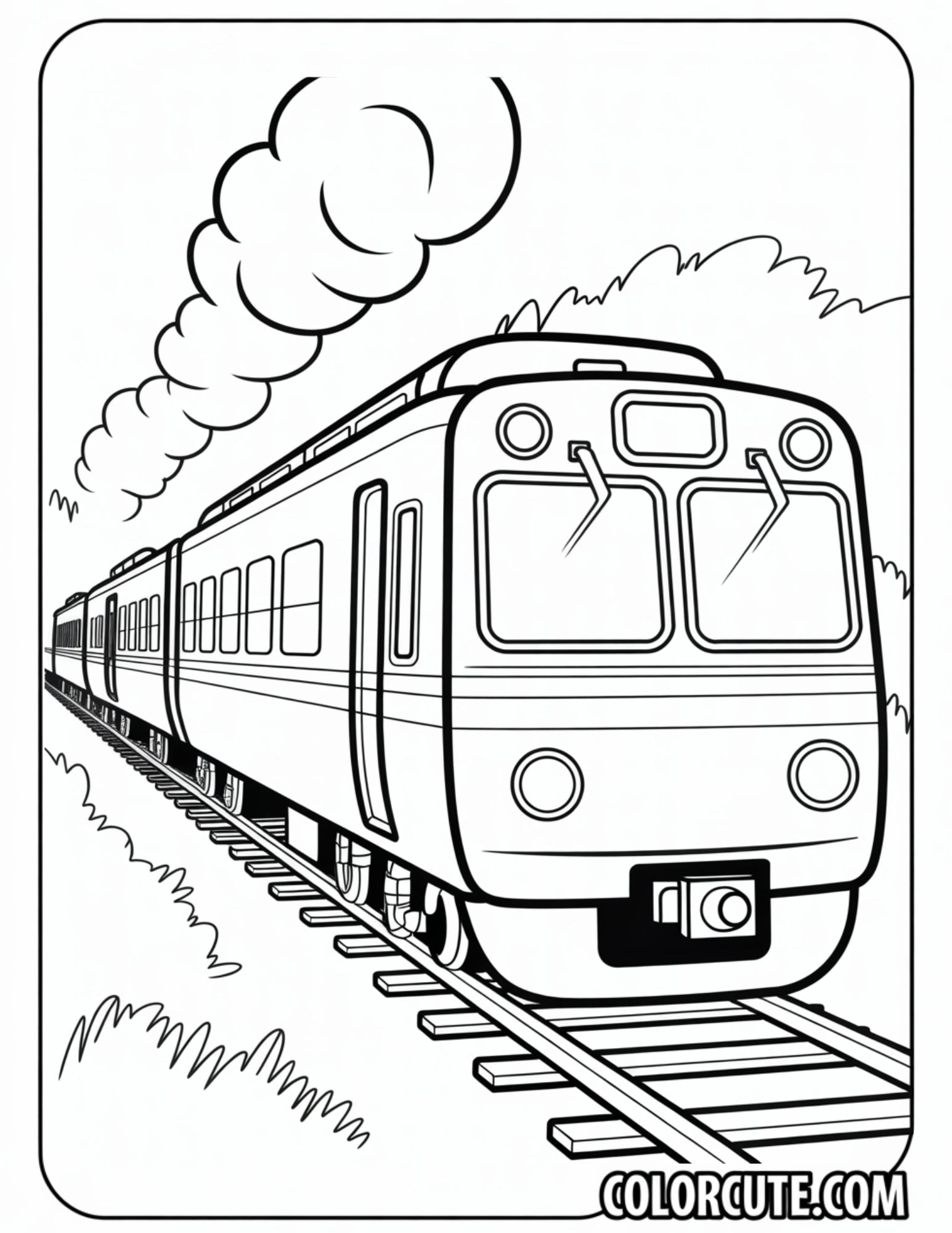 Passenger Train Coloring Page - Free PDF Printables ??? Color Cute - Free ...