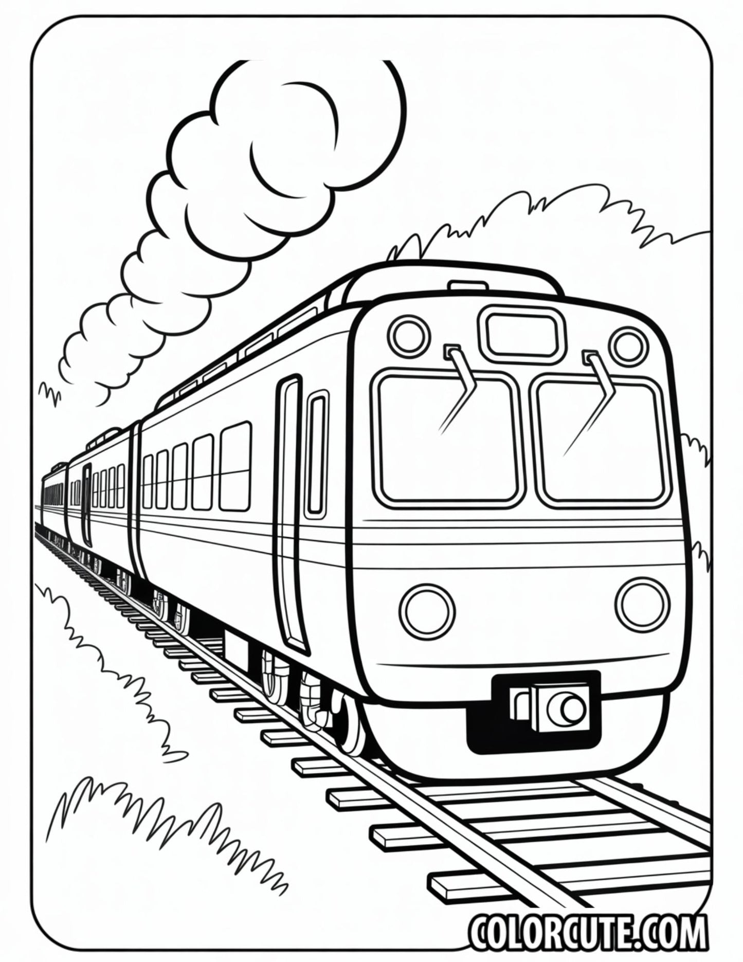 Passenger Train Coloring Page - Free PDF Printables