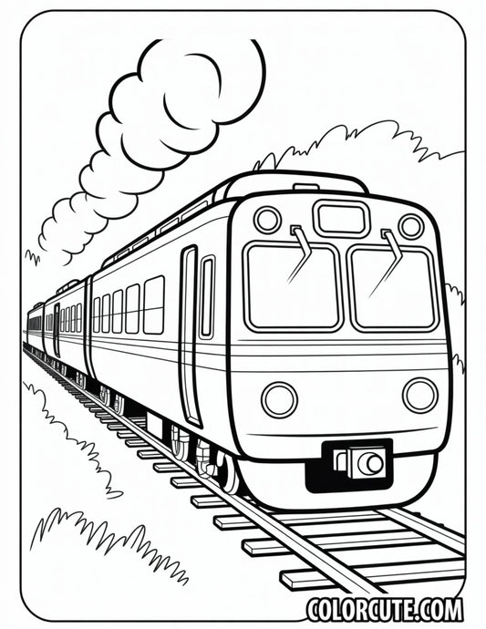 Passenger Train Coloring Page - Free PDF Printables