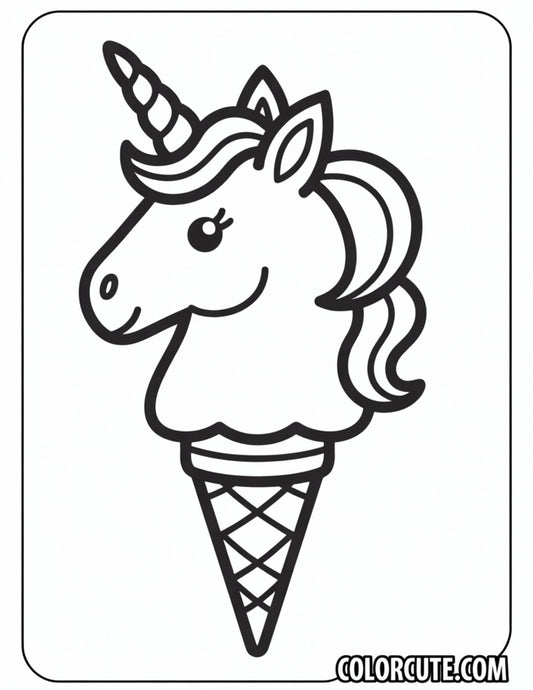 Unicorn Ice Cream Coloring Page | Free PDF Printables