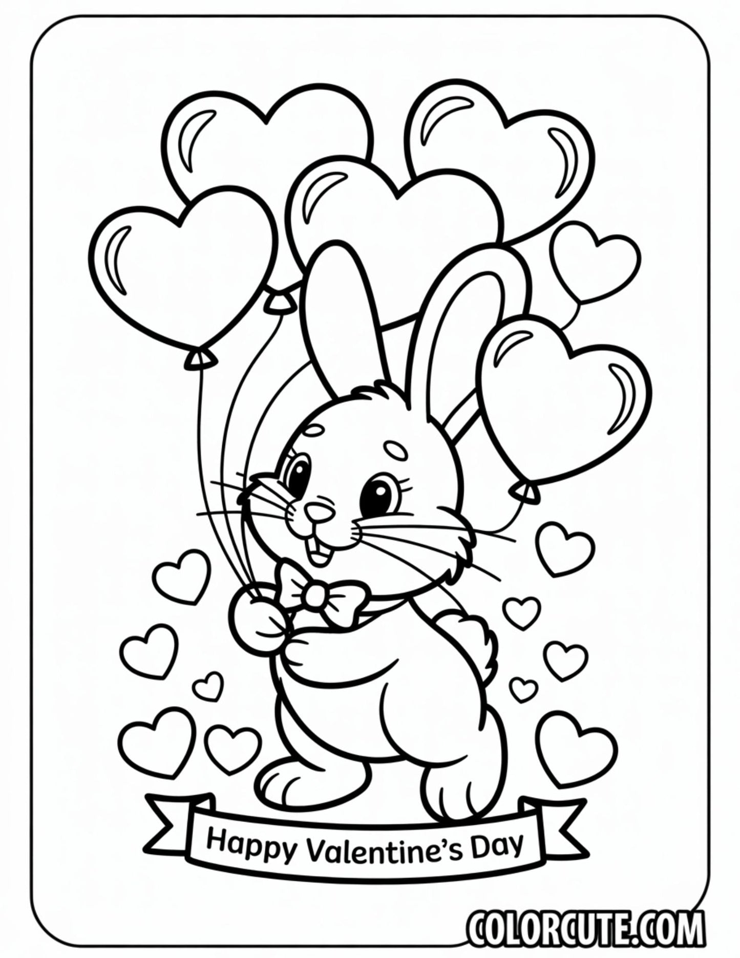 Valentine Bunny Coloring Pages | Free PDF Printables