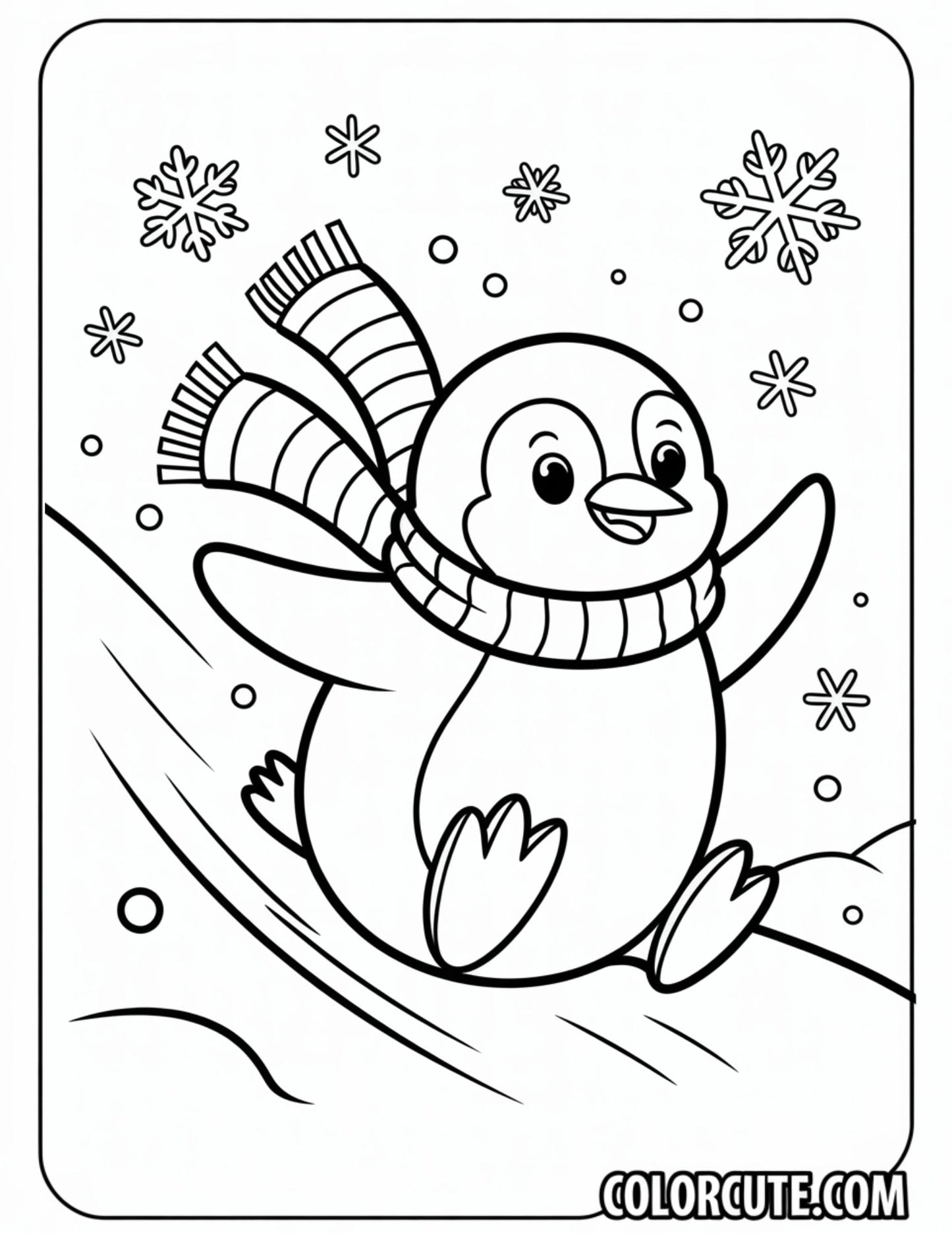 Winter Penguin Coloring Page | Free PDF Printables