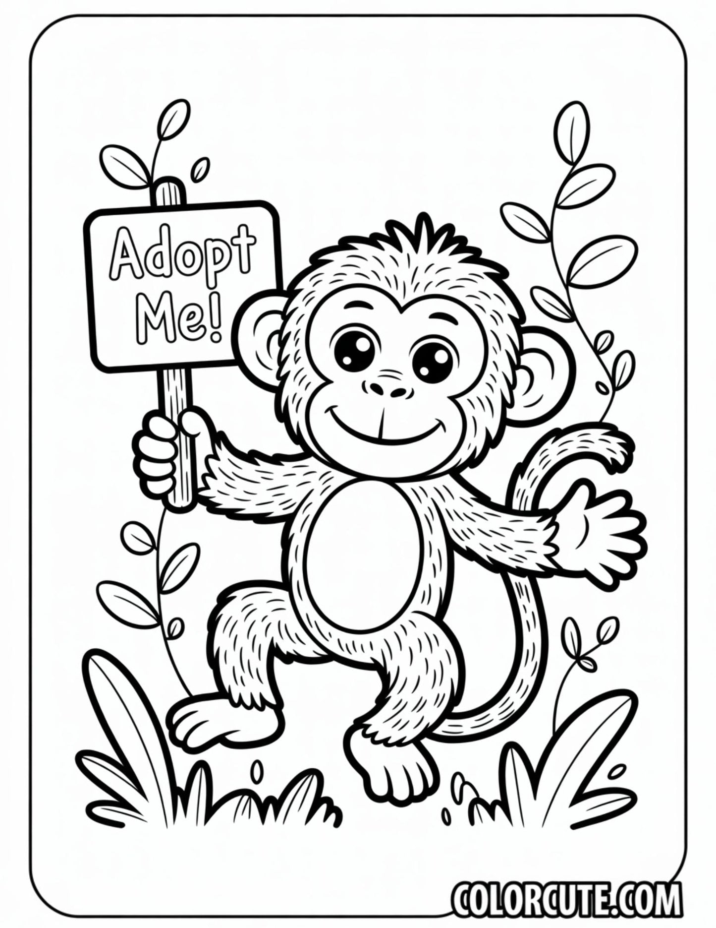 Adopt Me Monkey Coloring Page Free PDF Printables