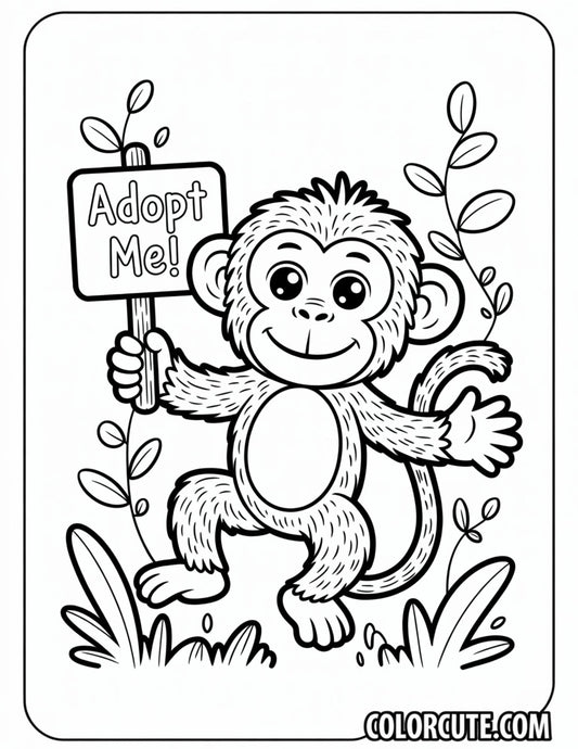 Adopt Me Monkey Coloring Page Free PDF Printables